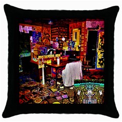 Painted House Throw Pillow Case (black) by MRTACPANS