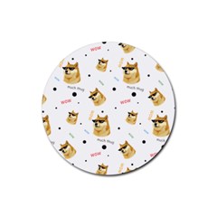 Doge Much Thug Wow Pattern Funny Kekistan Meme Dog White Rubber Coaster (round)  by snek