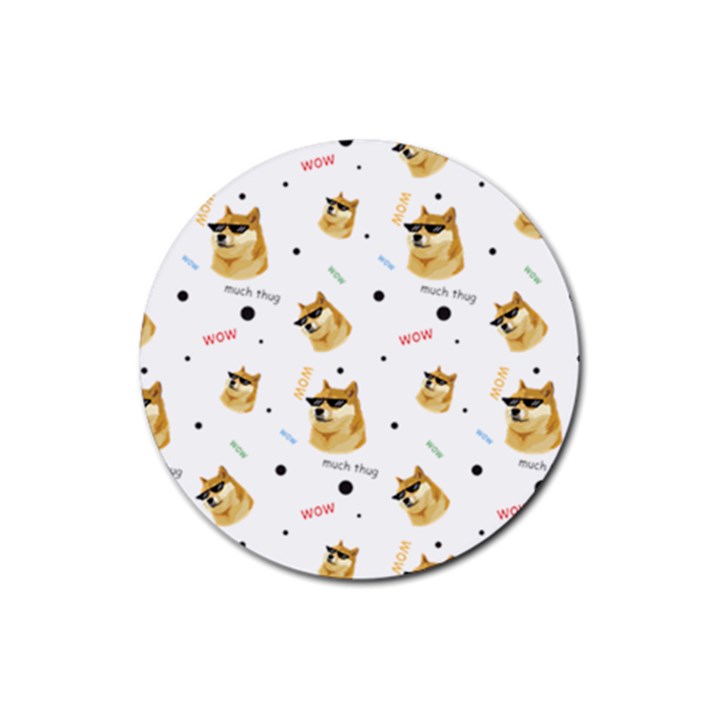 Doge Much Thug WOW Pattern Funny Kekistan Meme dog White Rubber Coaster (Round) 