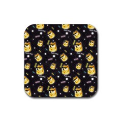 Doge Much Thug Wow Pattern Funny Kekistan Meme Dog Black Background Rubber Coaster (square)  by snek