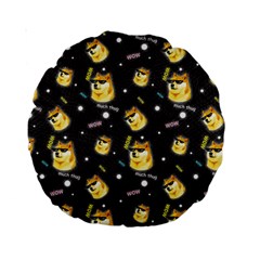 Doge Much Thug Wow Pattern Funny Kekistan Meme Dog Black Background Standard 15  Premium Round Cushions by snek