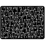 Funny Cat Pattern organic style minimalist on black background Double Sided Fleece Blanket (Large)  80 x60  Blanket Back