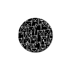 Funny Cat Pattern Organic Style Minimalist On Black Background Golf Ball Marker by genx