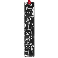 Funny Cat Pattern Organic Style Minimalist On Black Background Large Book Marks by genx