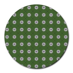 Logo Kekistan Pattern Elegant With Lines On Green Background Round Mousepad by snek