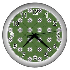 Logo Kekistan Pattern Elegant With Lines On Green Background Wall Clock (silver) by snek