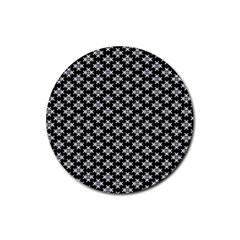 Logo Kek Pattern Black And White Kekistan Black Background Rubber Coaster (round)  by snek