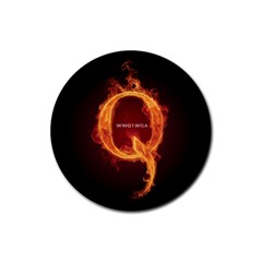 Qanon Letter Q Fire Effect Wwgowga Wwg1wga Rubber Coaster (round)  by snek