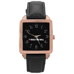 Build The Wall Usa Flag Maga Rose Gold Leather Watch  by snek