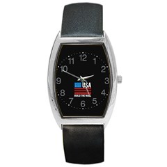 Build The Wall Usa Flag Maga Barrel Style Metal Watch by snek