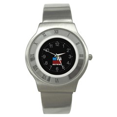 Build The Wall Usa Flag Maga Stainless Steel Watch by snek