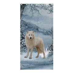 Wonderful Arctic Wolf In The Winter Landscape Shower Curtain 36  X 72  (stall)  by FantasyWorld7