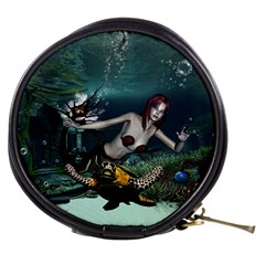 Wonderful Fmermaid With Turtle In The Deep Ocean Mini Makeup Bag by FantasyWorld7