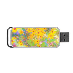 Pretty Yellow And Red Flowers With Turquoise Portable Usb Flash (two Sides) by myrubiogarden