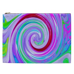 Groovy Abstract Red Swirl On Purple And Pink Cosmetic Bag (xxl) by myrubiogarden