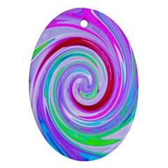 Groovy Abstract Red Swirl On Purple And Pink Oval Ornament (two Sides) by myrubiogarden