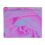 Perfect Hot Pink And Light Blue Rose Detail Cosmetic Bag (XL)