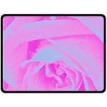 Perfect Hot Pink And Light Blue Rose Detail Double Sided Fleece Blanket (Large) 