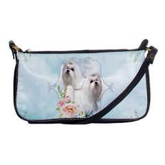 Cute Little Maltese With Flowers Shoulder Clutch Bag by FantasyWorld7