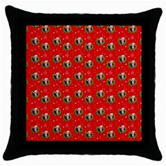 Trump Wrait Pattern Make Christmas Great Again Maga Funny Red Gift With Snowflakes And Trump Face Smiling Throw Pillow Case (black) by snek
