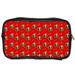 Trump Wrait Pattern Make Christmas Great Again Maga Funny Red Gift With Snowflakes And Trump Face Smiling Toiletries Bag (one Side) by snek