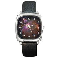 Orion Nebula Star Formation Orange Pink Brown Pastel Constellation Astronomy Square Metal Watch by genx