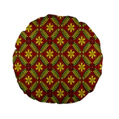 Abstract Floral Pattern Background Standard 15  Premium Flano Round Cushions