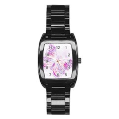 Colorful Butterfly Purple Stainless Steel Barrel Watch by Mariart
