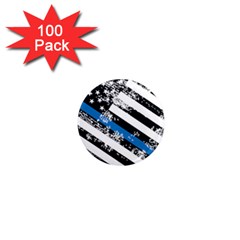 Usa Flag The Thin Blue Line I Back The Blue Usa Flag Grunge On White Background 1  Mini Magnets (100 Pack)  by snek