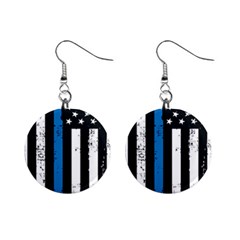 I Back The Blue The Thin Blue Line With Grunge Us Flag Mini Button Earrings by snek