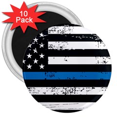 I Back The Blue The Thin Blue Line With Grunge Us Flag 3  Magnets (10 Pack)  by snek