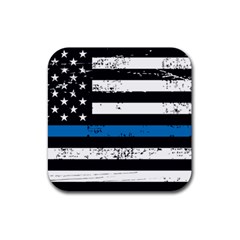 I Back The Blue The Thin Blue Line With Grunge Us Flag Rubber Coaster (square)  by snek