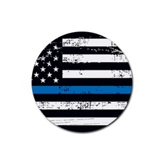 I Back The Blue The Thin Blue Line With Grunge Us Flag Rubber Coaster (round)  by snek