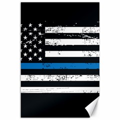 I Back The Blue The Thin Blue Line With Grunge Us Flag Canvas 12  X 18  by snek