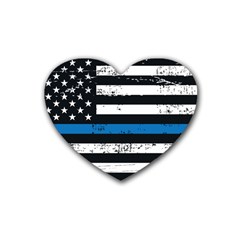 I Back The Blue The Thin Blue Line With Grunge Us Flag Heart Coaster (4 Pack)  by snek