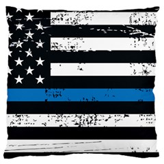 I Back The Blue The Thin Blue Line With Grunge Us Flag Large Cushion Case (two Sides) by snek