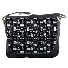 Tape Cassette 80s Retro Genx Pattern Black And White Messenger Bag by genx