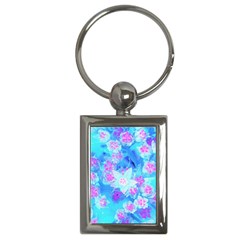 Blue And Hot Pink Succulent Underwater Sedum Key Chains (rectangle) 
