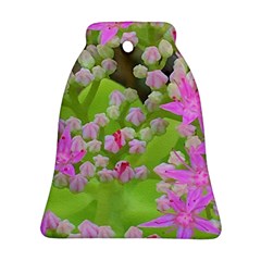 Hot Pink Succulent Sedum With Fleshy Green Leaves Bell Ornament (two Sides) by myrubiogarden