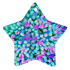 Blue And Hot Pink Succulent Sedum Flowers Detail Star Ornament (two Sides) by myrubiogarden