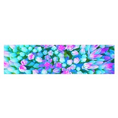 Blue And Hot Pink Succulent Sedum Flowers Detail Satin Scarf (oblong) by myrubiogarden