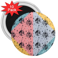 Abstract Christmas Balls Pattern 3  Magnets (10 Pack)  by Mariart