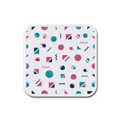 Round Triangle Geometric Pattern Rubber Square Coaster (4 Pack) 