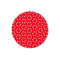 Christmas Pattern White Stars Red Magnet 3  (round) by Mariart