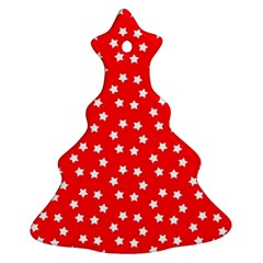 Christmas Pattern White Stars Red Christmas Tree Ornament (two Sides)