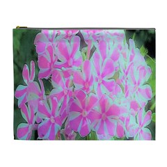 Hot Pink And White Peppermint Twist Garden Phlox Cosmetic Bag (xl) by myrubiogarden