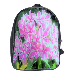 Hot Pink And White Peppermint Twist Garden Phlox School Bag (large) by myrubiogarden