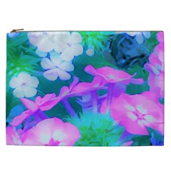 Pink, Green, Blue And White Garden Phlox Flowers Cosmetic Bag (xxl) by myrubiogarden