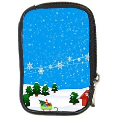 Elf On A Shelf In Sled Snowflakes Compact Camera Leather Case by Wegoenart