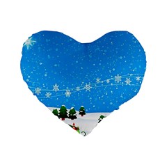 Elf On A Shelf In Sled Snowflakes Standard 16  Premium Flano Heart Shape Cushions by Wegoenart